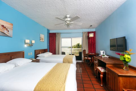 Standard Room, 2 Double Beds, Ocean View | Select Comfort beds, in-room safe, desk, iron/ironing board