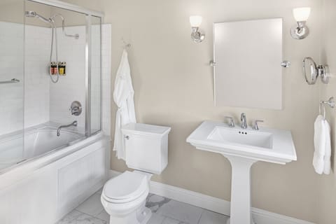 Astra | Bathroom | Combined shower/tub, designer toiletries, hair dryer, bathrobes