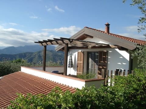 South west facing terrace with Maritime Alps view