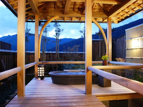 Suite with Private Open-air Bath “Sakura” | Bathroom | Hair dryer, electronic bidet, towels, soap
