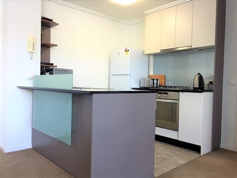 Superior Apartment, 1 Bedroom | Private kitchen | Full-size fridge, microwave, oven, stovetop