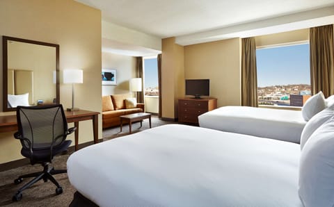 Junior Suite, 2 Queen Beds | Premium bedding, in-room safe, desk, iron/ironing board