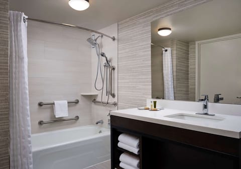 Room, 2 Queen Beds, Accessible, Bathtub | Bathroom | Combined shower/tub, designer toiletries, hair dryer, towels