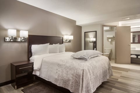 Premium Suite, Kitchenette (Upgraded Bedding & Snack/3 Queen Beds) | Desk, blackout drapes, free WiFi, bed sheets
