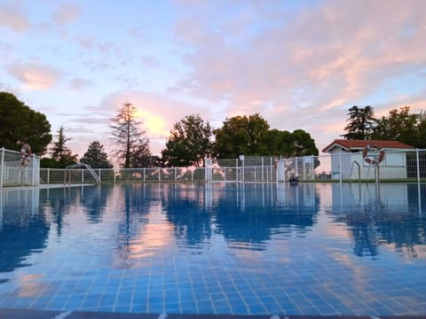 Seasonal outdoor pool, open 10:00 AM to 9:00 PM, sun loungers