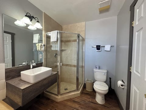 Standard Single Room, 2 Queen Beds | Bathroom | Hair dryer, towels