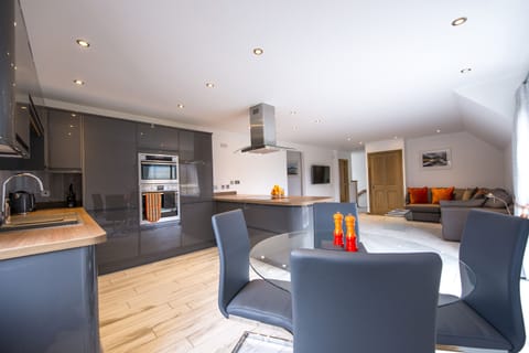 Kitchen, Dining, Living area