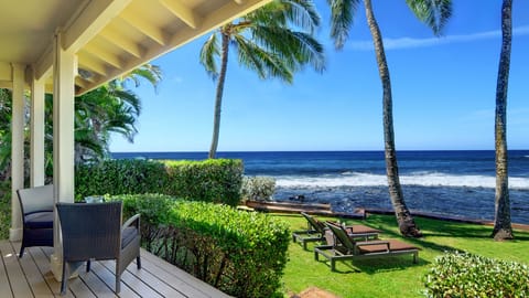 Hale Naia at Baby Beach - Oceanfront Backyard & Lanai View - Parrish Kauai