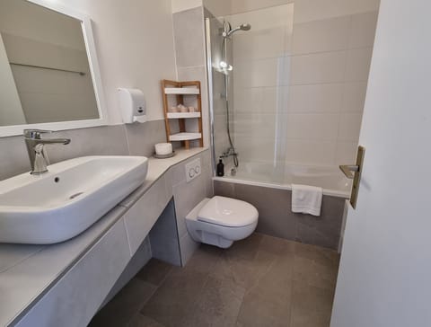 Family Room | Bathroom | Eco-friendly toiletries, hair dryer, towels, soap