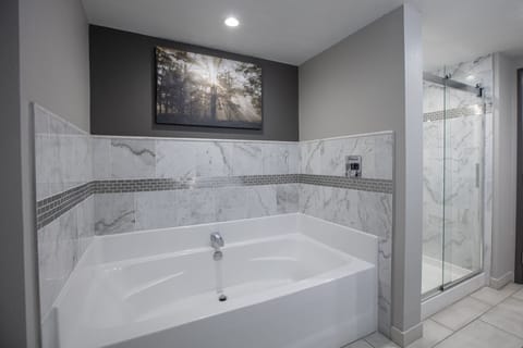 Suite, 1 Bedroom | Bathroom | Combined shower/tub, designer toiletries, hair dryer, towels