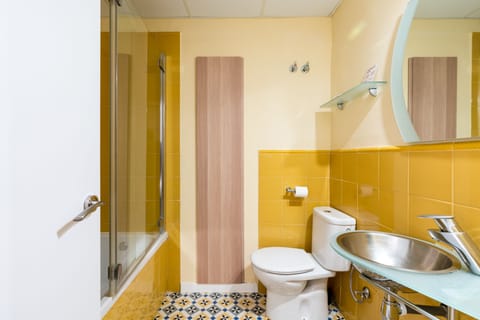 Double interior room two beds | Bathroom | Hair dryer, bidet, towels, soap