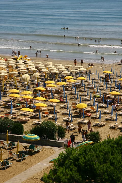 Beach nearby, sun loungers, beach umbrellas