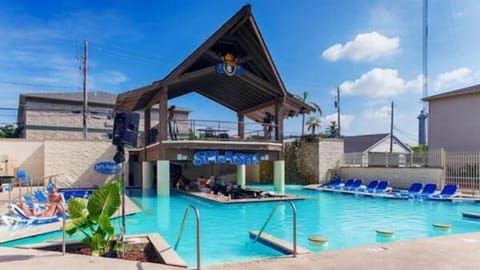 Outdoor pool, sun loungers