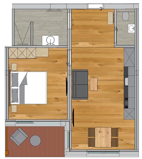 Apartment, 1 Bedroom, Balcony, Mountainside | Floor plan