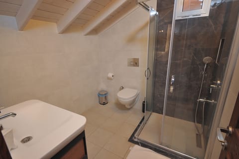 Roof Terrace Room | Bathroom | Shower, rainfall showerhead, hair dryer, slippers