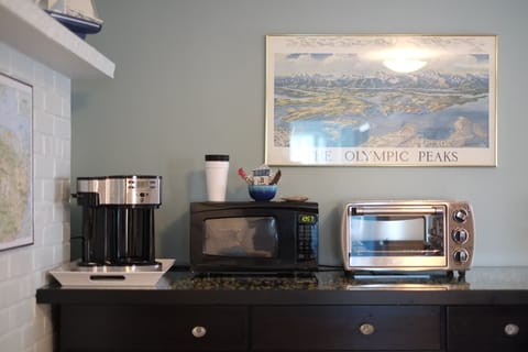 Coffee maker, microwave and toaster oven