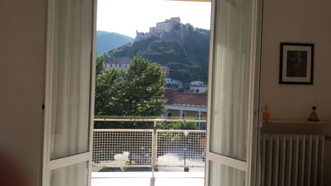 master bedroom with views of the castles