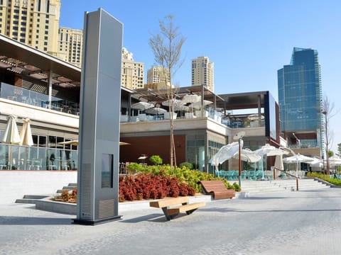 "The fantastic new JBR walk , Al bateen in the background right on JBR walk"