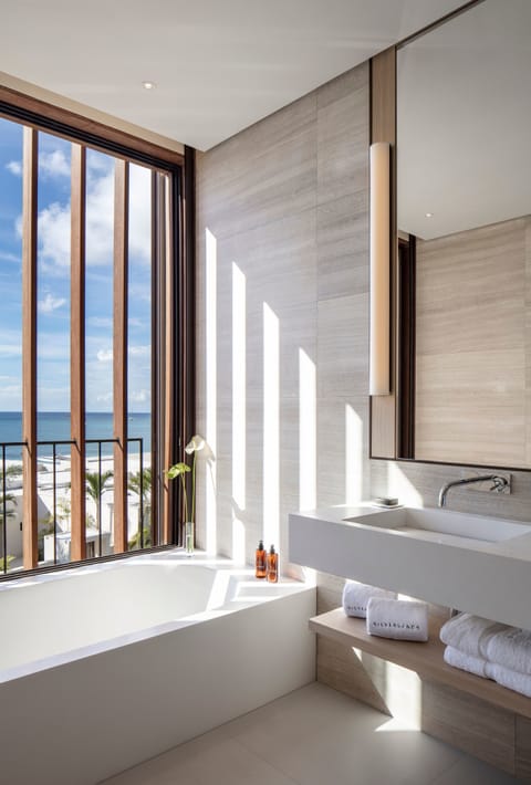 Suite, 1 Bedroom, Ocean View (Penthouse) | Bathroom | Separate tub and shower, deep soaking tub, rainfall showerhead