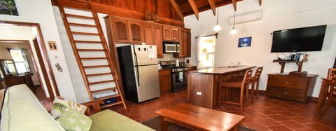 Bungalow, Ocean View | Private kitchen | Fridge, microwave, oven, stovetop