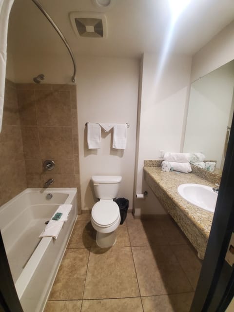 Classic Single Room, 1 King Bed | Bathroom | Combined shower/tub, free toiletries, hair dryer, towels