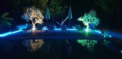 Seasonal outdoor pool, pool umbrellas, sun loungers