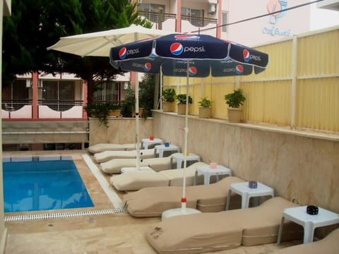 Outdoor pool, sun loungers