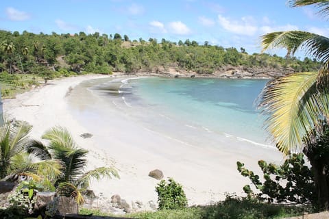 On the beach, white sand, beach towels