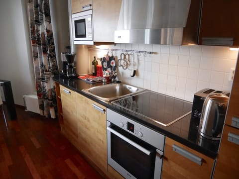 Luxury Apartment, 2 Bedrooms, Sauna, City View | Private kitchen | Full-size fridge, microwave, oven, stovetop