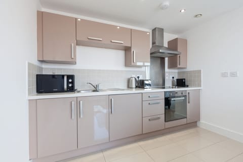 Executive Penthouse Studio | Private kitchen | Fridge, microwave, oven, stovetop