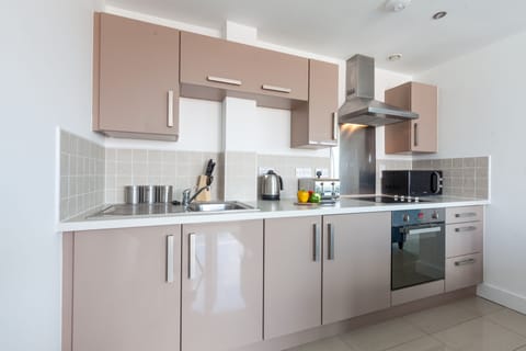 Penthouse Studio | Private kitchen | Fridge, microwave, oven, stovetop