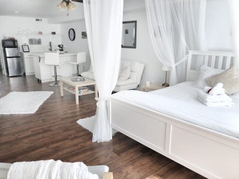 Romantic Studio Cottage | Premium bedding, down comforters, individually decorated