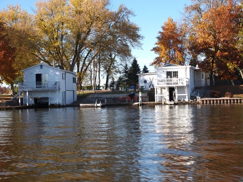 Property viewed from the lake, I'm in house on left you are house on the right.