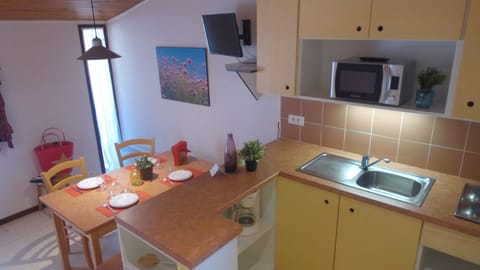 Cottage, 1 Bedroom (4 Pers) | Private kitchen | Fridge, microwave, stovetop, dishwasher