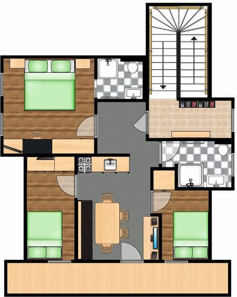 Family Apartment, Multiple Beds | Floor plan