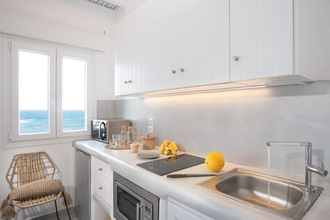 Superior Studio | Private kitchen | Fridge, microwave, oven, stovetop