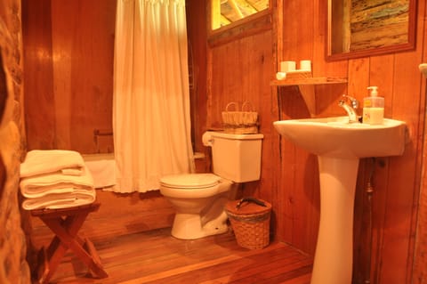 Family Cabin, 3 Bedrooms, 3 Bathrooms, Lake View | Bathroom | Eco-friendly toiletries, hair dryer, slippers, towels