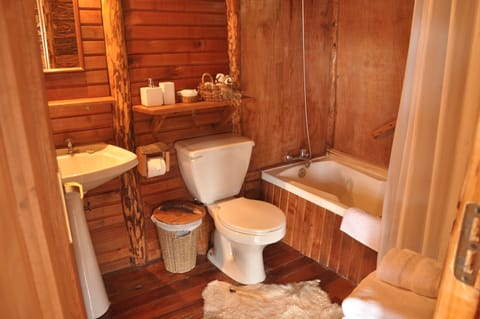 Deluxe Cabin, 2 Bedrooms, 2 Bathrooms, Lake View | Bathroom | Eco-friendly toiletries, hair dryer, slippers, towels