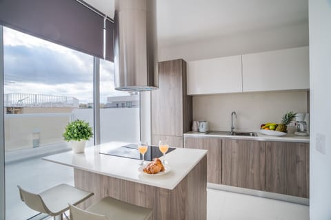 City Apartment (4051. Penthouse) | Private kitchen | Full-size fridge, microwave, oven, stovetop