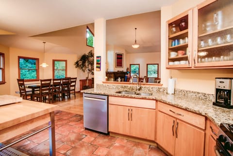 Kitchen view with dining area