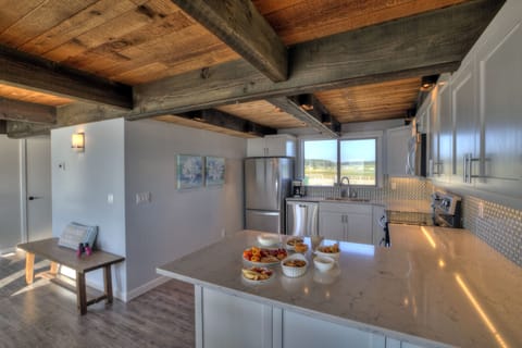 The kitchen has a full view to the east and to the west.