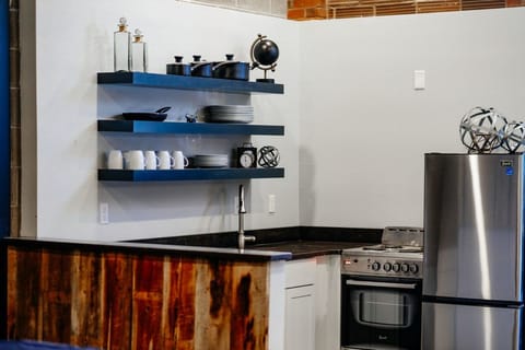 The Industrial, No Pets Allowed | Private kitchen | Full-size fridge, microwave, oven, stovetop