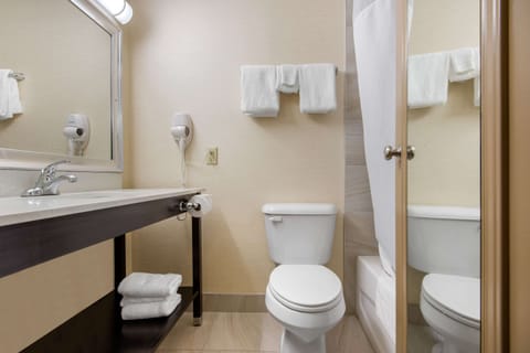 Standard Double Room, 2 Double Beds, Non Smoking (Pet Friendly) | Bathroom | Combined shower/tub, hair dryer, towels
