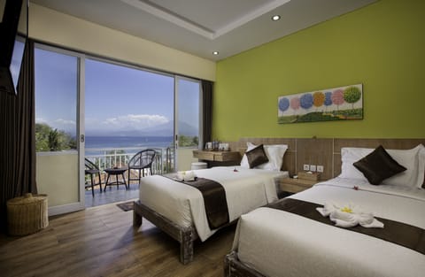 Deluxe Double Room, Ocean View | In-room safe, laptop workspace, free WiFi, bed sheets