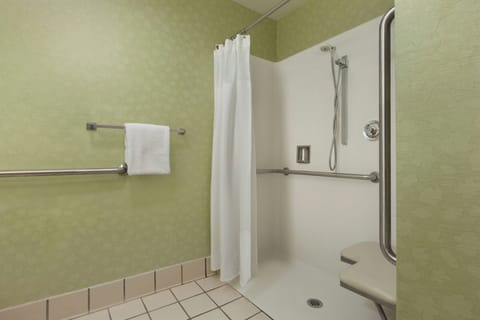 Suite, 2 Double Beds | Bathroom | Free toiletries, hair dryer, towels