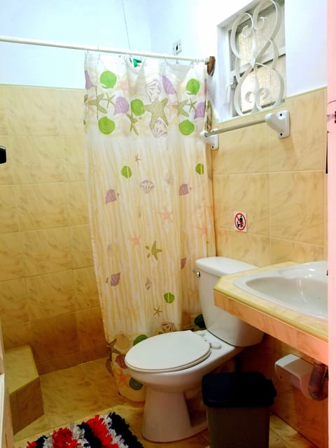 Comfort Double Room, 2 Double Beds, Accessible, Smoking | Bathroom | Shower, rainfall showerhead, towels