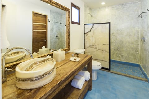 Basic Studio Suite | Bathroom | Shower, eco-friendly toiletries, hair dryer, towels