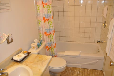 Superior Room, 1 Queen Bed, Jetted Tub | Bathroom | Combined shower/tub, free toiletries, hair dryer, towels