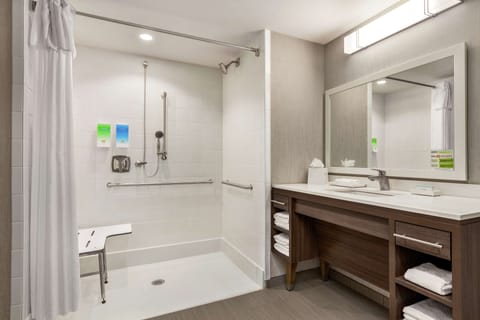 Suite, 1 Queen Bed, Accessible (Mob/Hearing, Roll-In Shower) | Bathroom shower