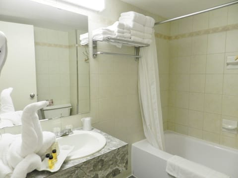 Standard Room, 1 Queen Bed, Non Smoking | Bathroom | Combined shower/tub, hair dryer, towels